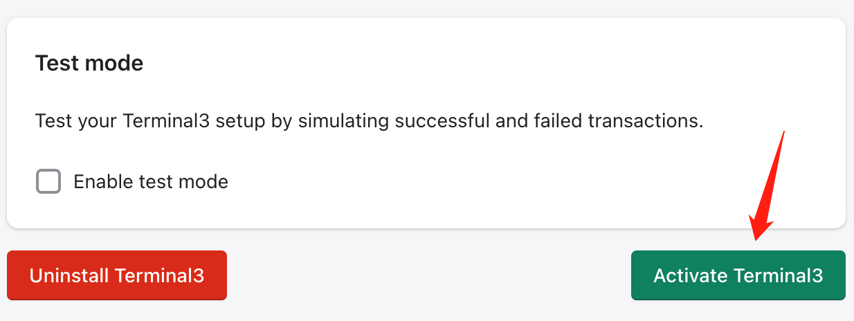 Shopify Terminal3 installation - activate