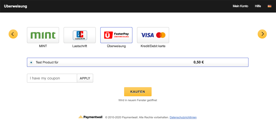 FasterPay Bank Transfer checkout