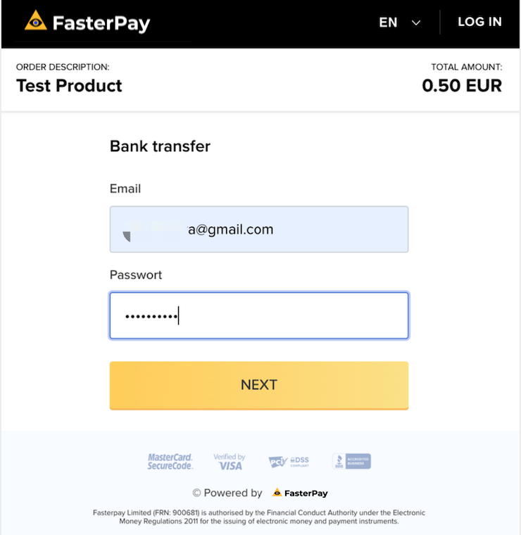 FasterPay Bank Transfer preset