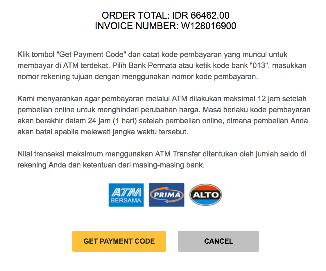 ATM Transfer Indonesia confirmation