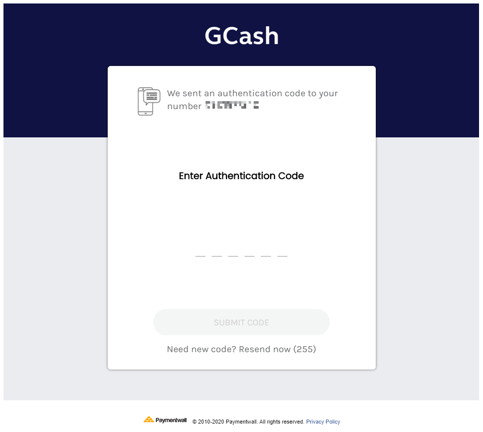 GCash auth code