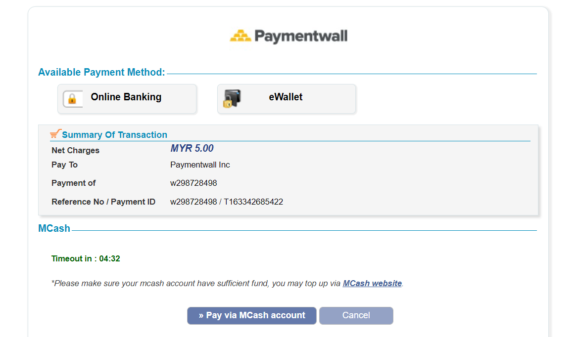 Payment Method Mcash