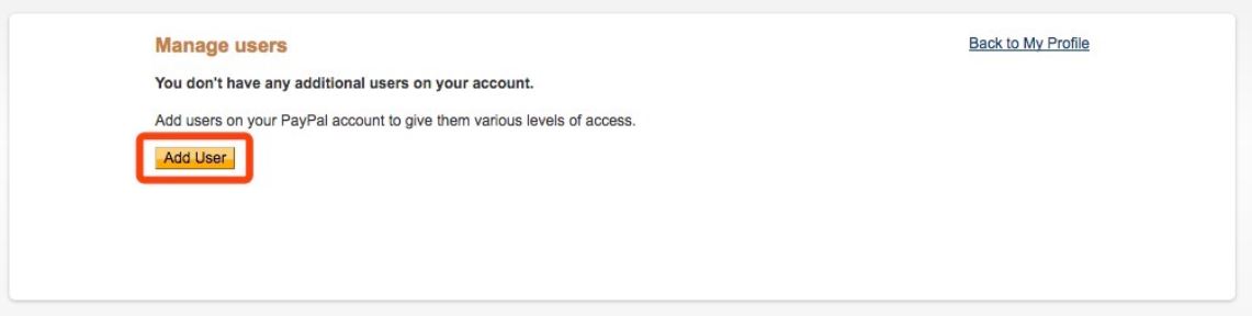 PayPal manage user - add user
